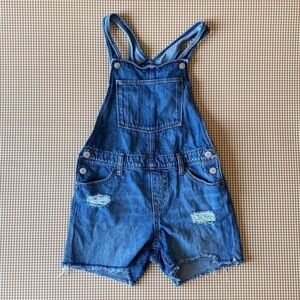 Old Navy Distressed denim shortalls. Size XL Girl
